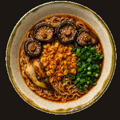 Yasai Ramen vegano con shiitake kakuni y elote dorado